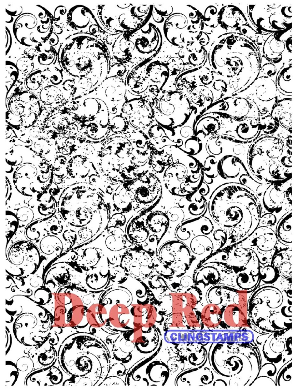 Deep Red Stamps Grunge Swirl Background Rubber Cling Stamp 3 x 4 inches